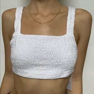 Zara white pleated square crop top Size M